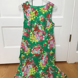 Talbots green spring flower A-line dress sz 6P